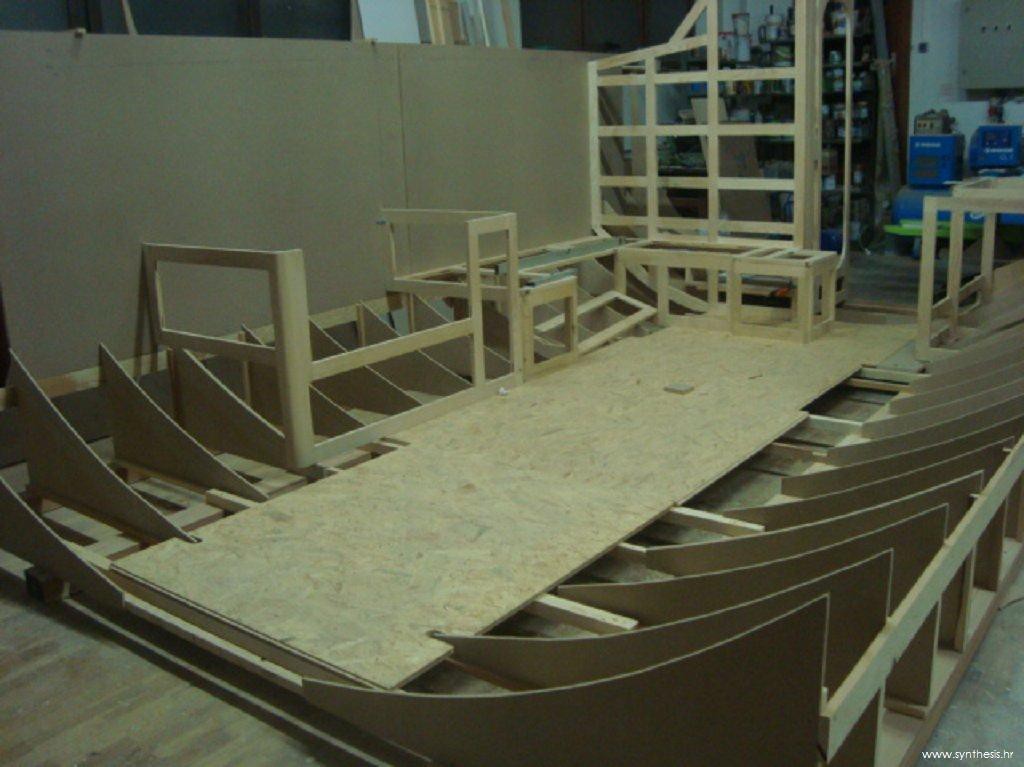 Photos during remodeling - a replica of the ship's hull in a carpentry workshop