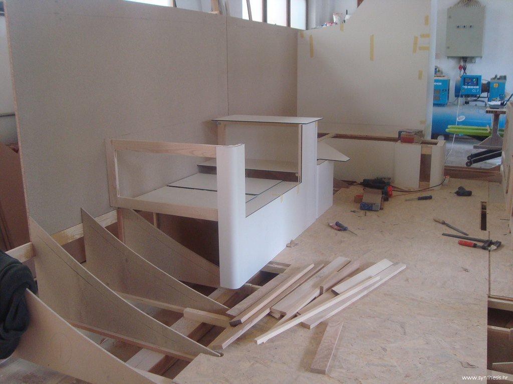 Photos during remodeling - a replica of the ship's hull in a carpentry workshop