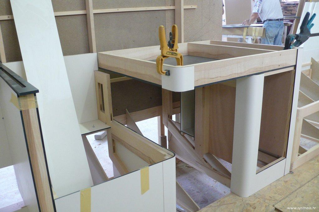 Photos during remodeling - a replica of the ship's hull in a carpentry workshop