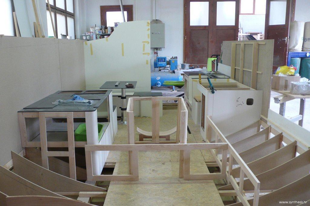 Photos during remodeling - a replica of the ship's hull in a carpentry workshop