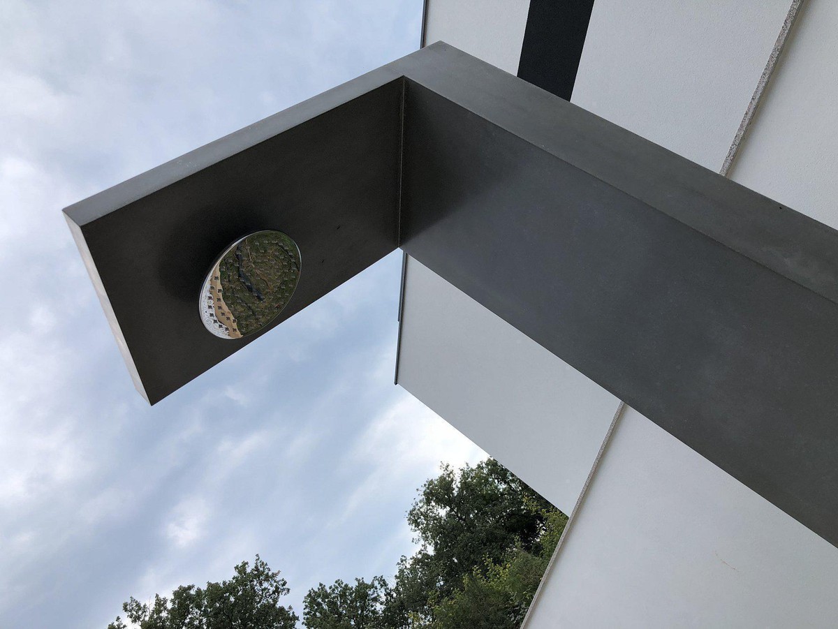Outdoor concrete poolside shower