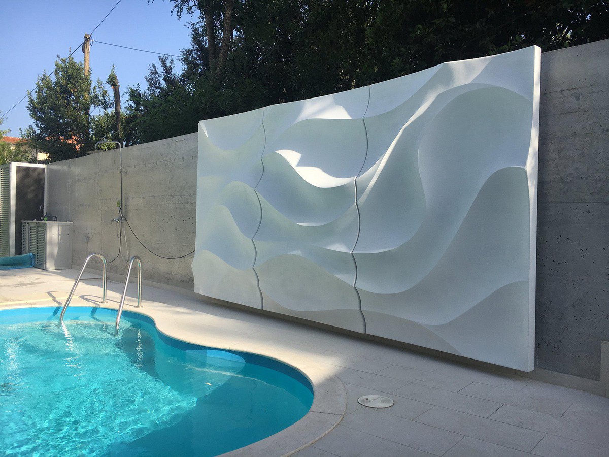 Installed sculptural wall - more sun rays